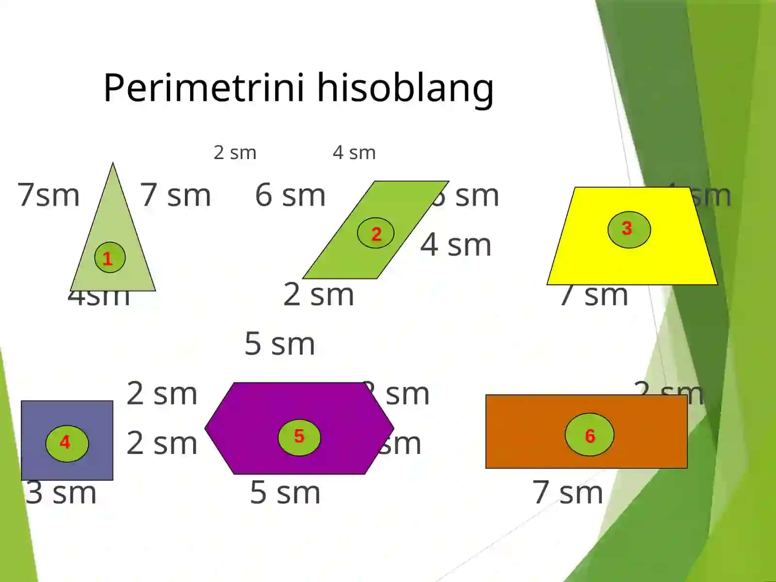 5-sinf Matematika fanidan Ko'pburchak perimetri mavzuda dars taqdimoti 4