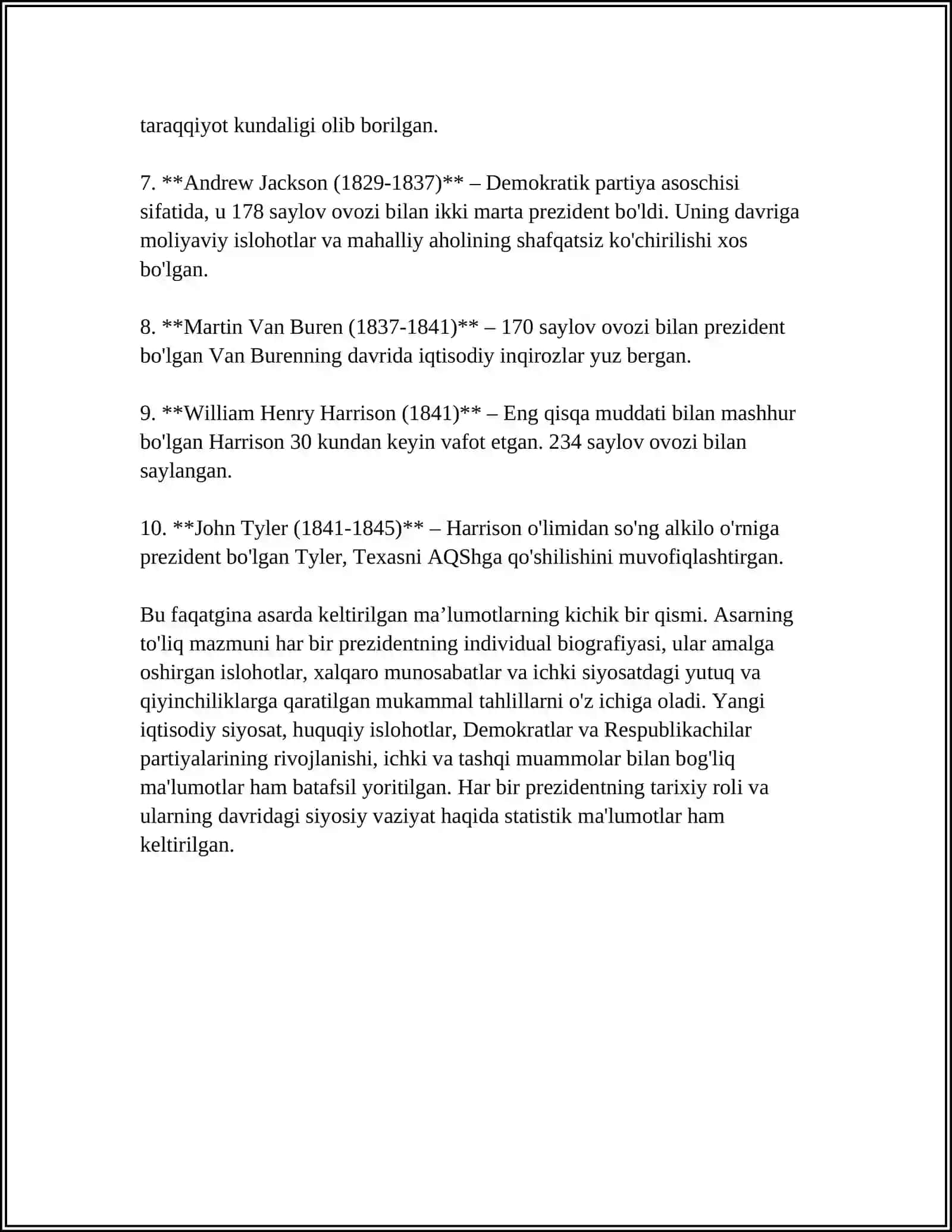 TURSUNOVX AMERIKA PREZIDENTLARI TOSHKENT ISTIQLOL 2003 ADABIYOTINI DEDUKTIV JIHATDAN TARIXIY TAHLIL QILISH 4