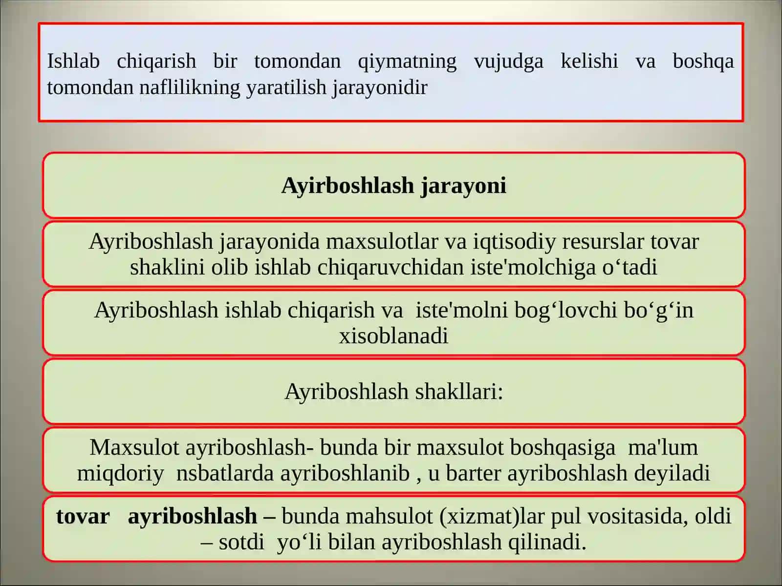 Ishlabchiqarish jarayonining mazmuni va o‘ziga xosligi 4