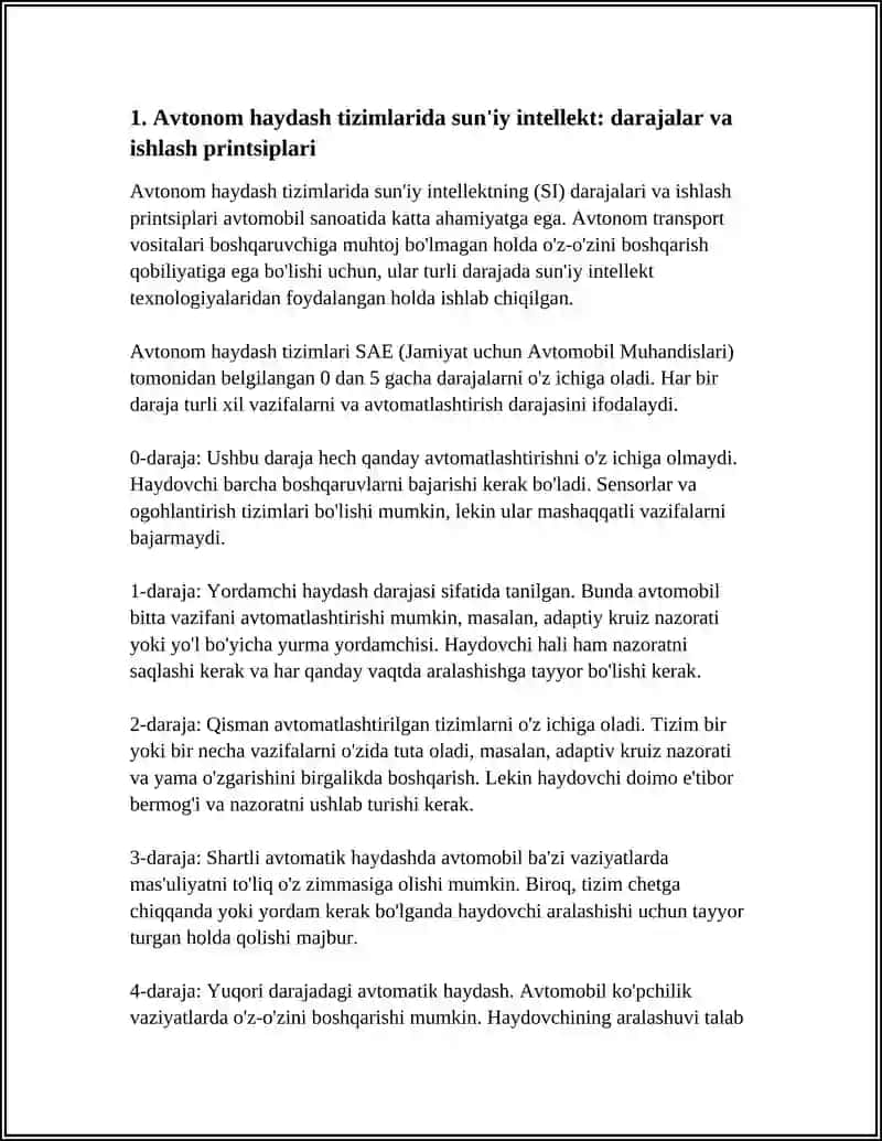 Avtonom haydash tizimlarida sun'iy intellekt 4