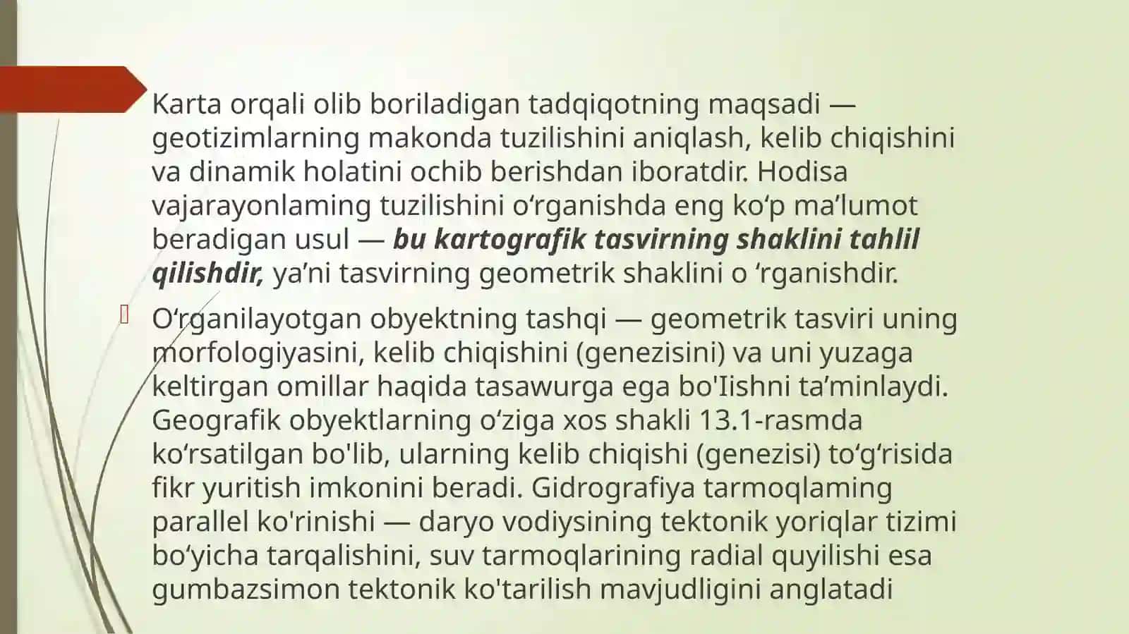 Tasvirlanayotgan voqea-xodisalarni tadqiqot usuli bo’yicha kartalar taxlili 4