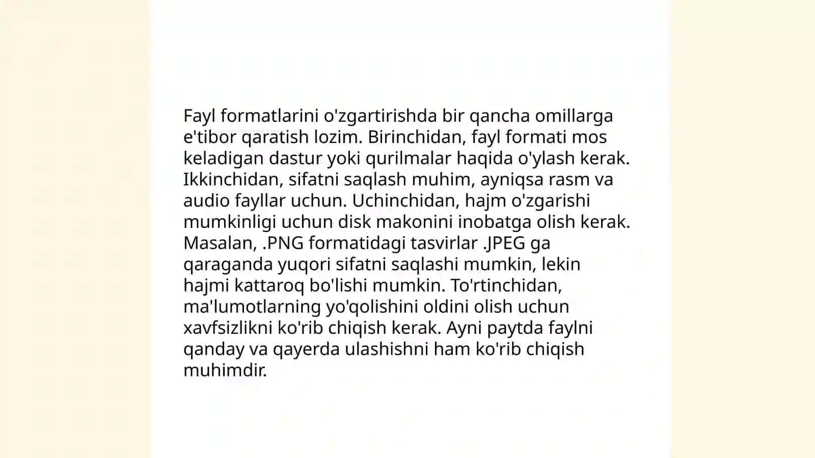 Konvertatsiya. Fayllarni bir formatdan boshqa formatga oʻtkazish. Onlayn konvensiya dasturidan foydalanish 4