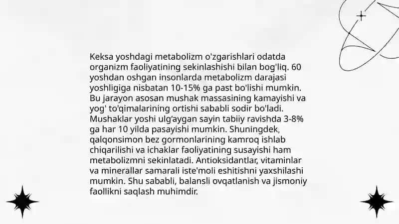 Keksa bemor. Keksa organizmning fiziologik xususiyatlari 4
