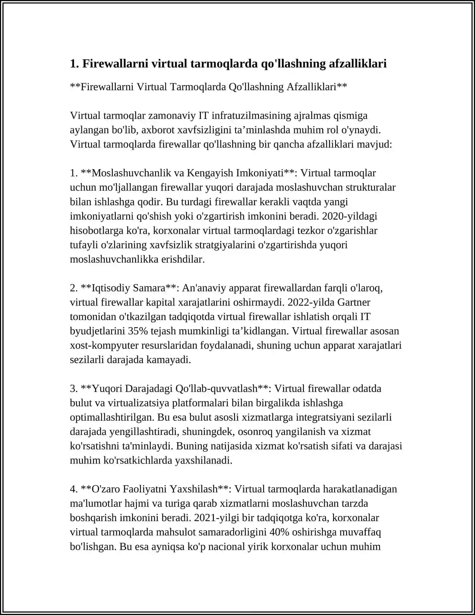 Firewallarni Virtual Tarmoqlarda Qo'llashning Afzalliklari 4