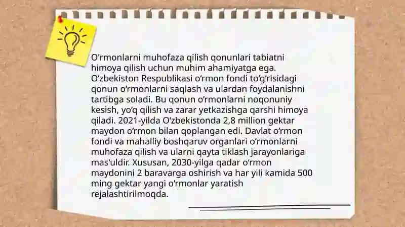 Muhofaza etiladigan tabiiy hududlar va o'rmonlarning huquqiy holati 4
