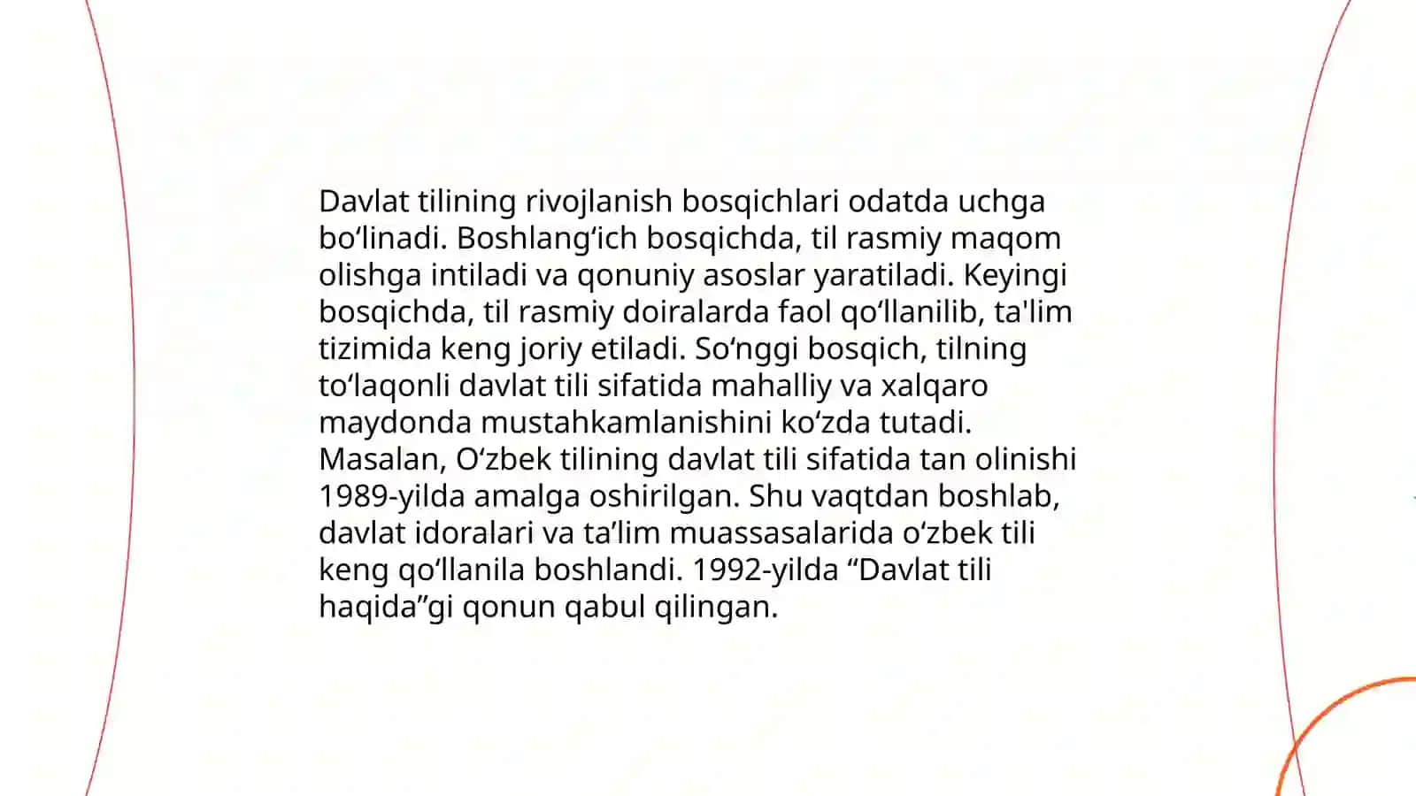 Davlat tili tòĝrisidagi qonun va uning yangicha mazmuni 4