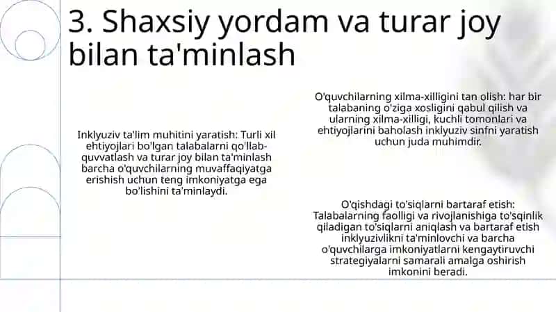 Samarali Inkluzasi Uchun Ichki Sharoitlar 4