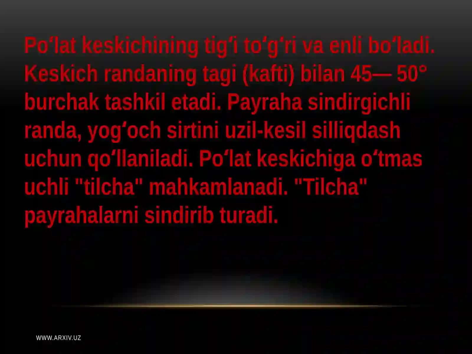 Duradgorlik va chilangarlik ish asboblari bilan tanishish 4