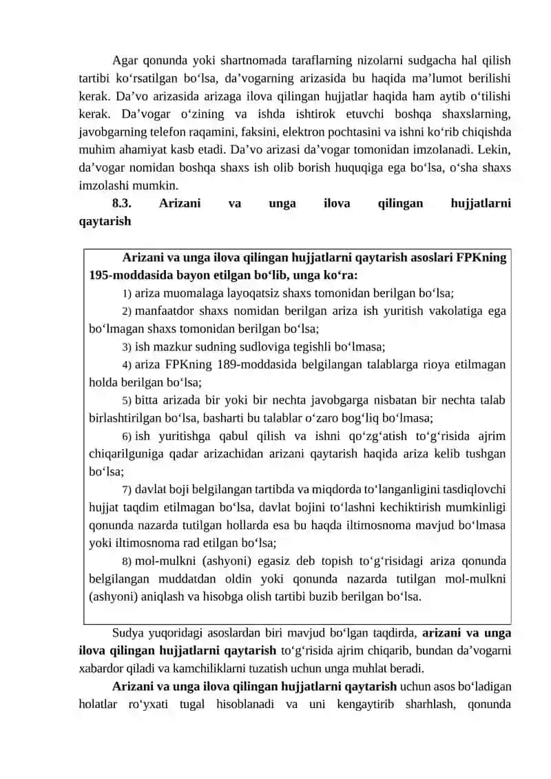 FUQAROLIK ISHLARINI QO'ZG'ATISH VA SUD MUHOKAMASIGA TAYYORLASH 4