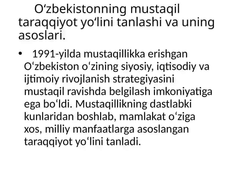 OʻZBEKISTON mustaqil taraqqiyot yoʻlida. 4