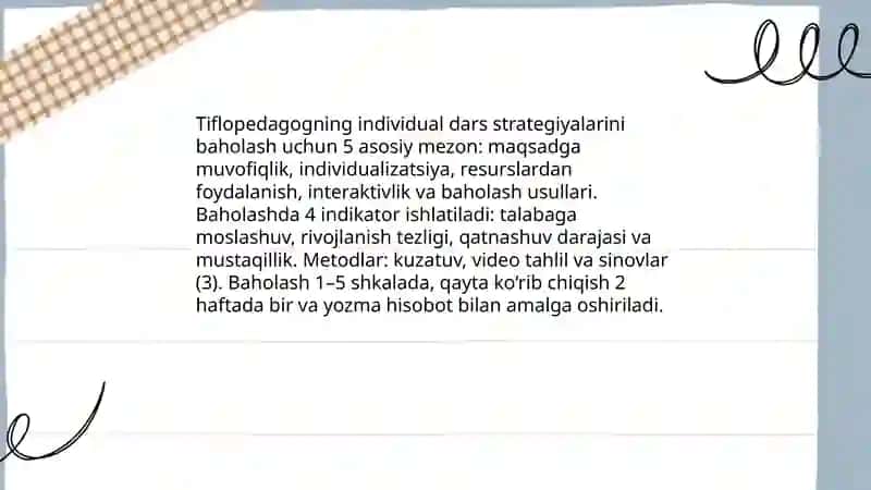 Tiflopedagog-oʻqituvchi darslarini kuzatish va tahlil qilish 4