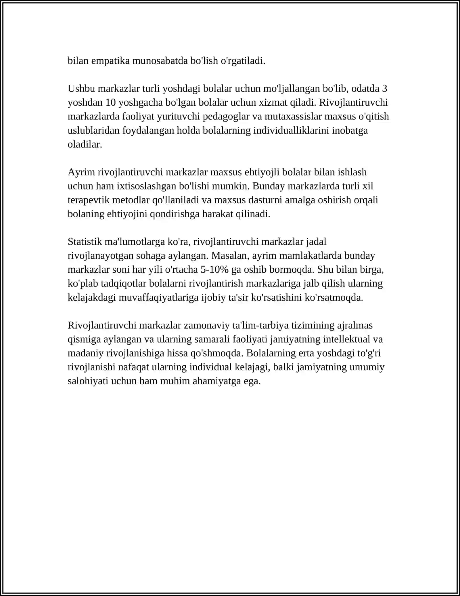 RIVOJLANTIRUVCHI MARKAZLARNI TASHKIL QILISH TEXNOLOGIYALARI METODOLOGIK VA NAZARIY ASOSLARI. RIVOJLANTIRUVCHI MARKAZLARNI TASHKIL QILISH TEXNOLOGIYALARI KURSINING PREDMETI, MAQSADI VA VAZIFALARI OBʼEKTI, TAMOYILLARI 4