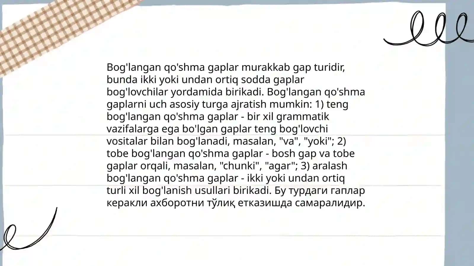 Bog'langan qòshma gaplar 4