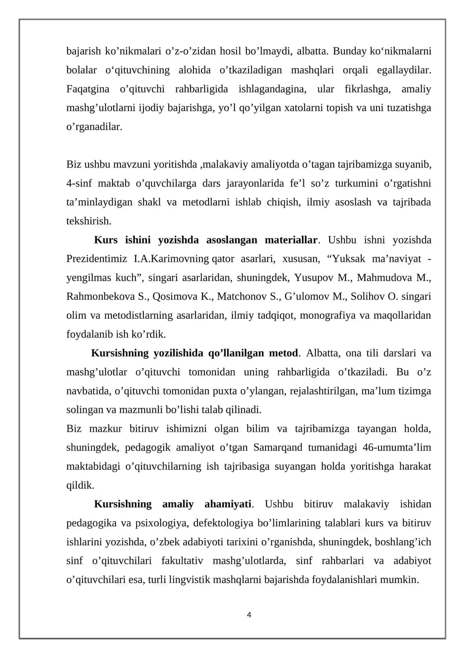 Boshlang’ich sinflarda ona tili va o’qish savodxonligi darslarida harakatni bildiruvchi so’zlarga oid bilimlarni o’rgatish metodikasi 4