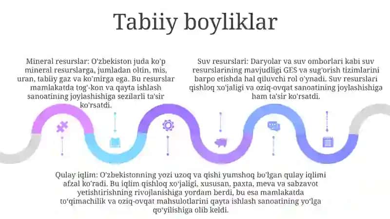 O'Zbekiston Sanoatining Hududiy Tashkil Etilishiga Ta'Sir Qiluvchi Omillar 4