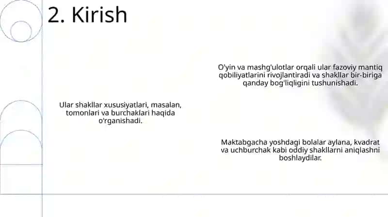 Maktabgacha yoshdagi bolalar ob'ektlarning shaklini tushunish 4