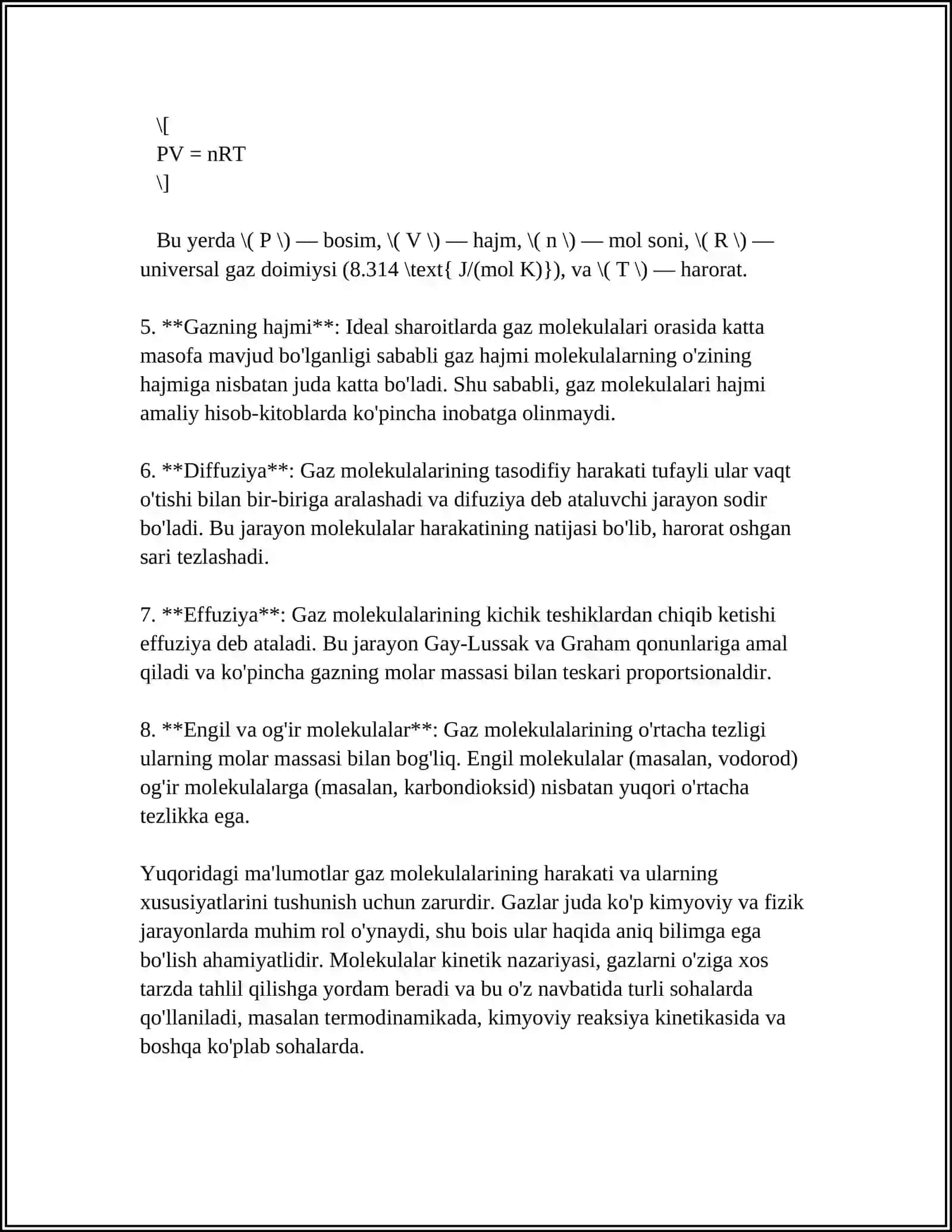 Gaz molekulalarining harakati 4