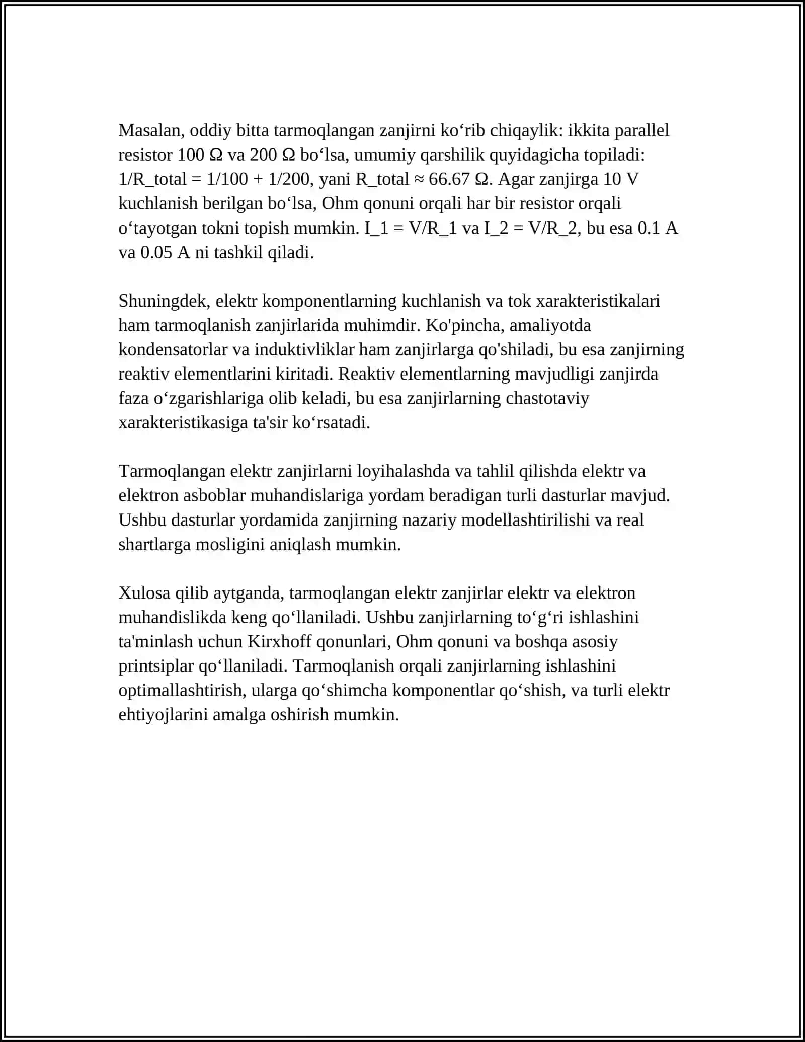 Tarmoqlangan elektr zanjirlar 4