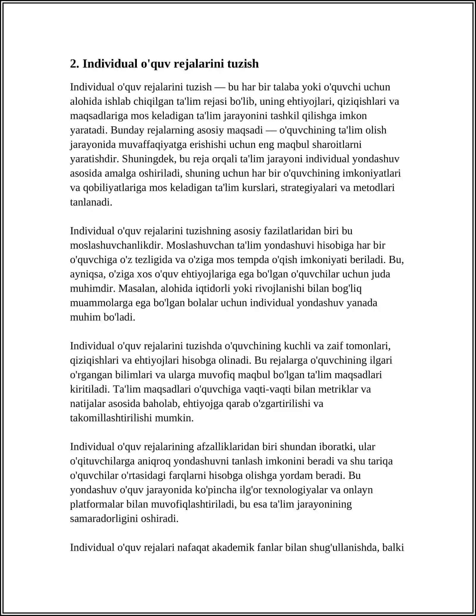 BOSHLANG'ICH SINF O'QUVCHILARI BILAN INDIVIDUAL ISHLASH METODIKASI 4