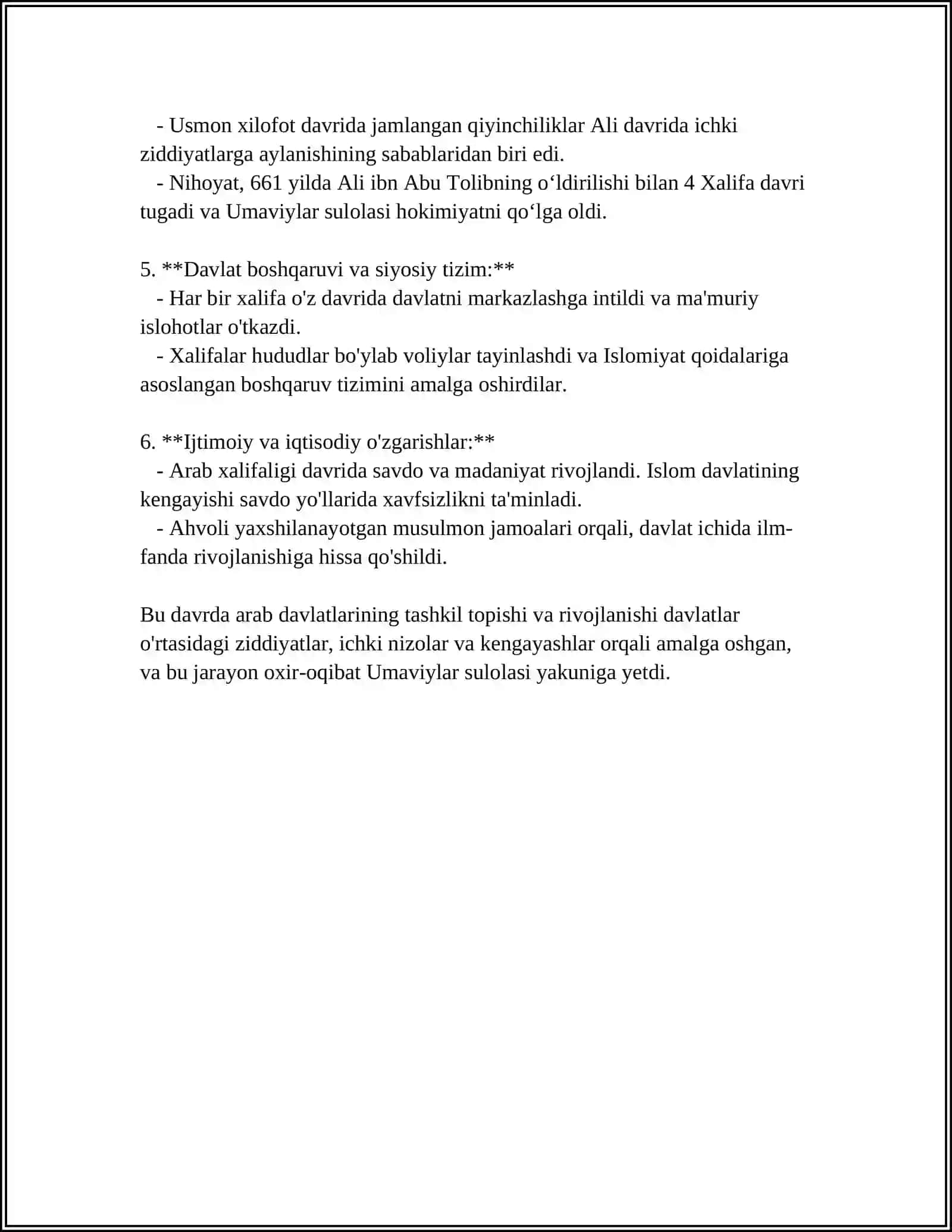 4 XALIFA DAVRIDA ARAB DAVLATLARI MAVZUSIDA MUSTAQIL ISH 4