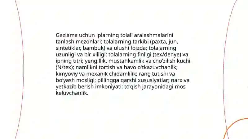 Aralash tarkibli iplardan gazlama to’qish 4