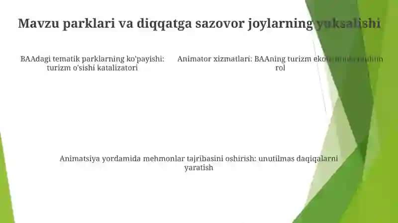 Birlashgan Arab Amirliklari Turizmi Rivojlanishida Animatorlik Xizmatlarining Órni 4