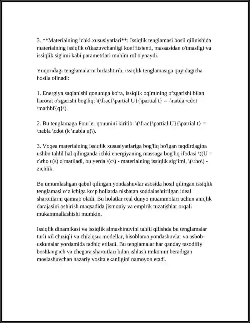 ISSIQLIK DINAMIKASI VA ISSIQLIK ALMASHINUVIDA DIFFERENSIAL HISOB TADBIQLARI 4