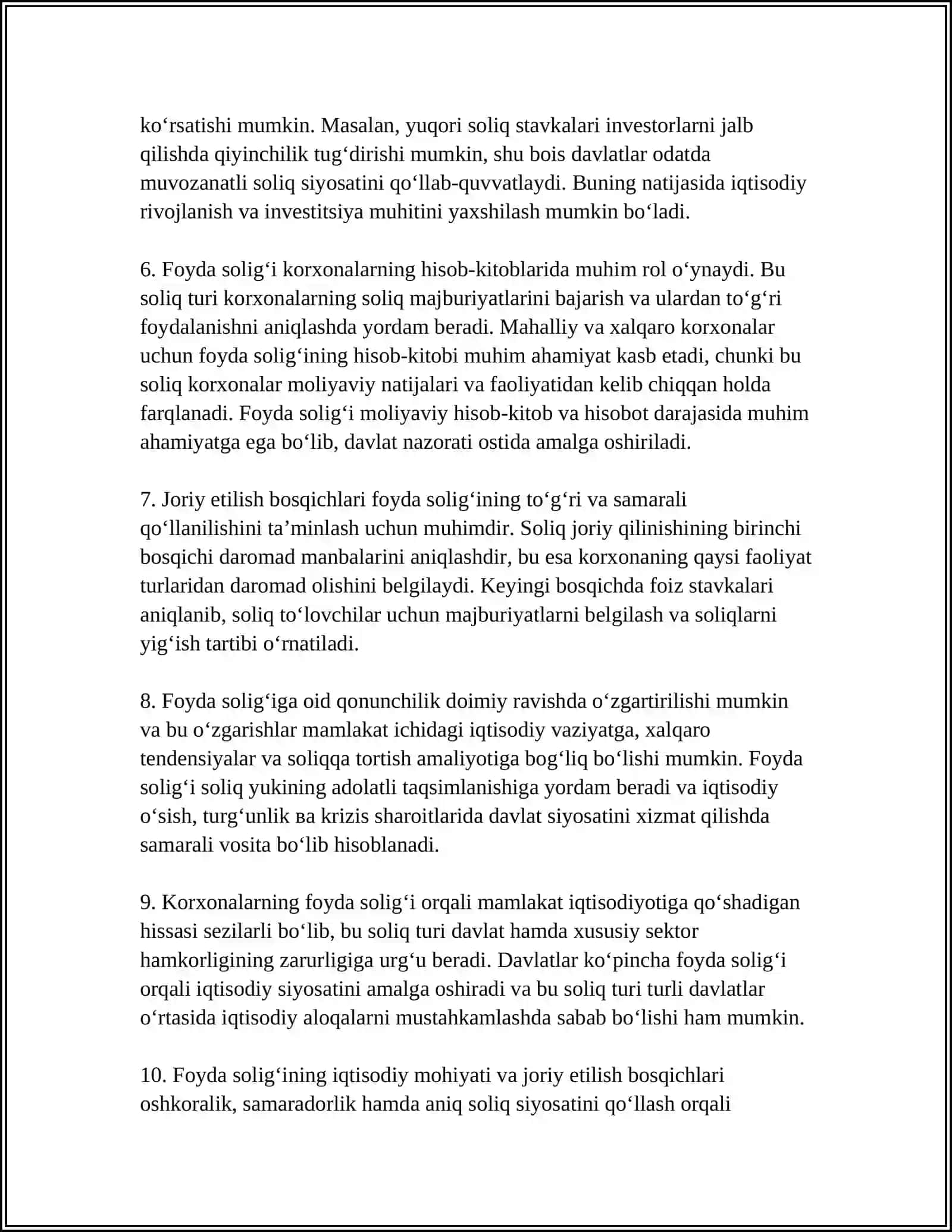 FOYDA SOLIGINING IQTISODIY MOHIYATI VA JORIY ETILISH BOSQICHLARI 4