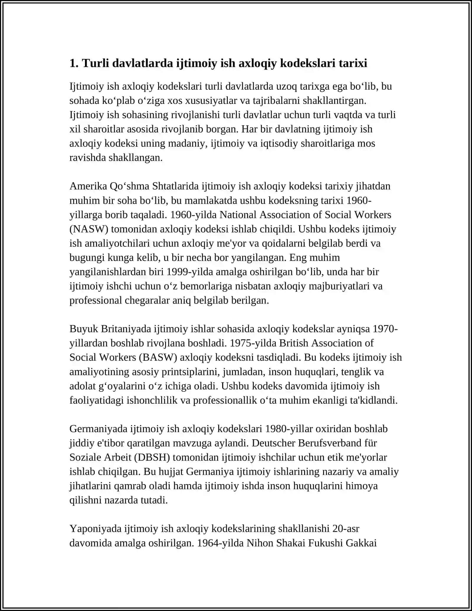 TURLI DAVLATLARNING IJTIMOIY ISH AXLOQIY KODEKSLARI 4