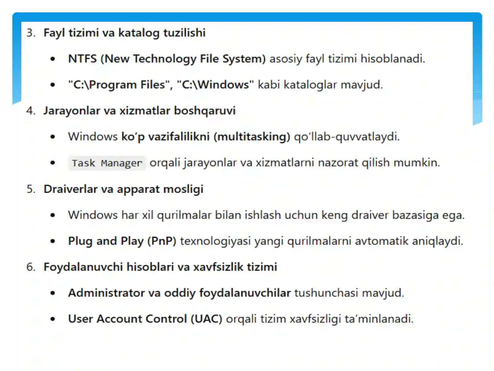 Windows operatsion tizimi 4