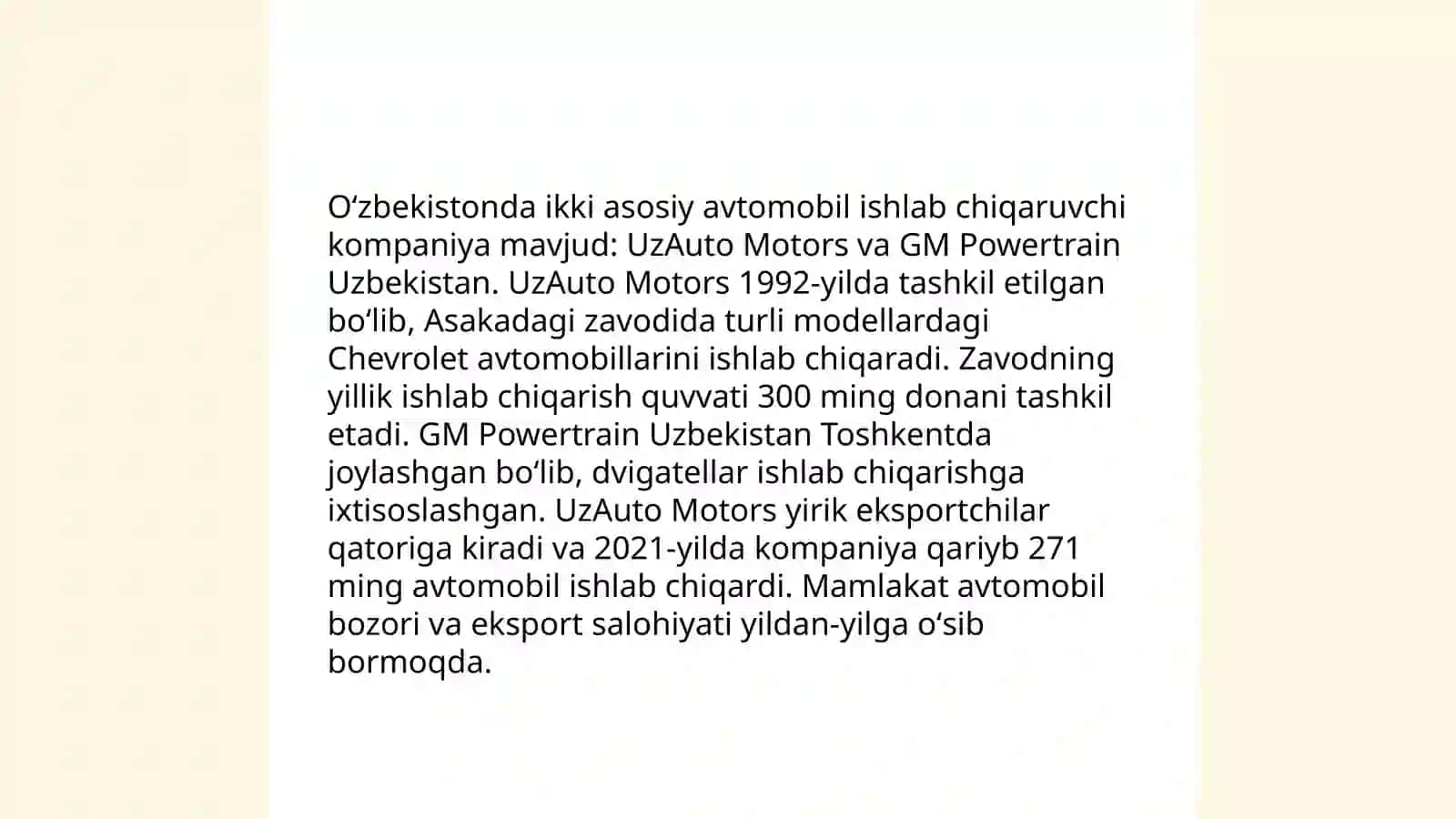 Avtomobil Sanoati va Transportini Rivojlanishi Reja 4
