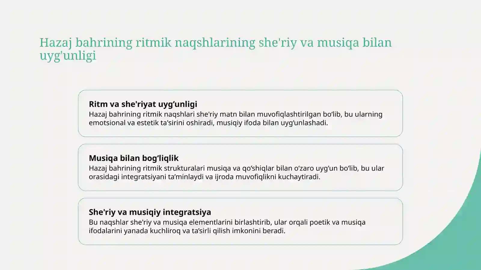 Hazaj bahrning musamman vaznlari tahlili 4