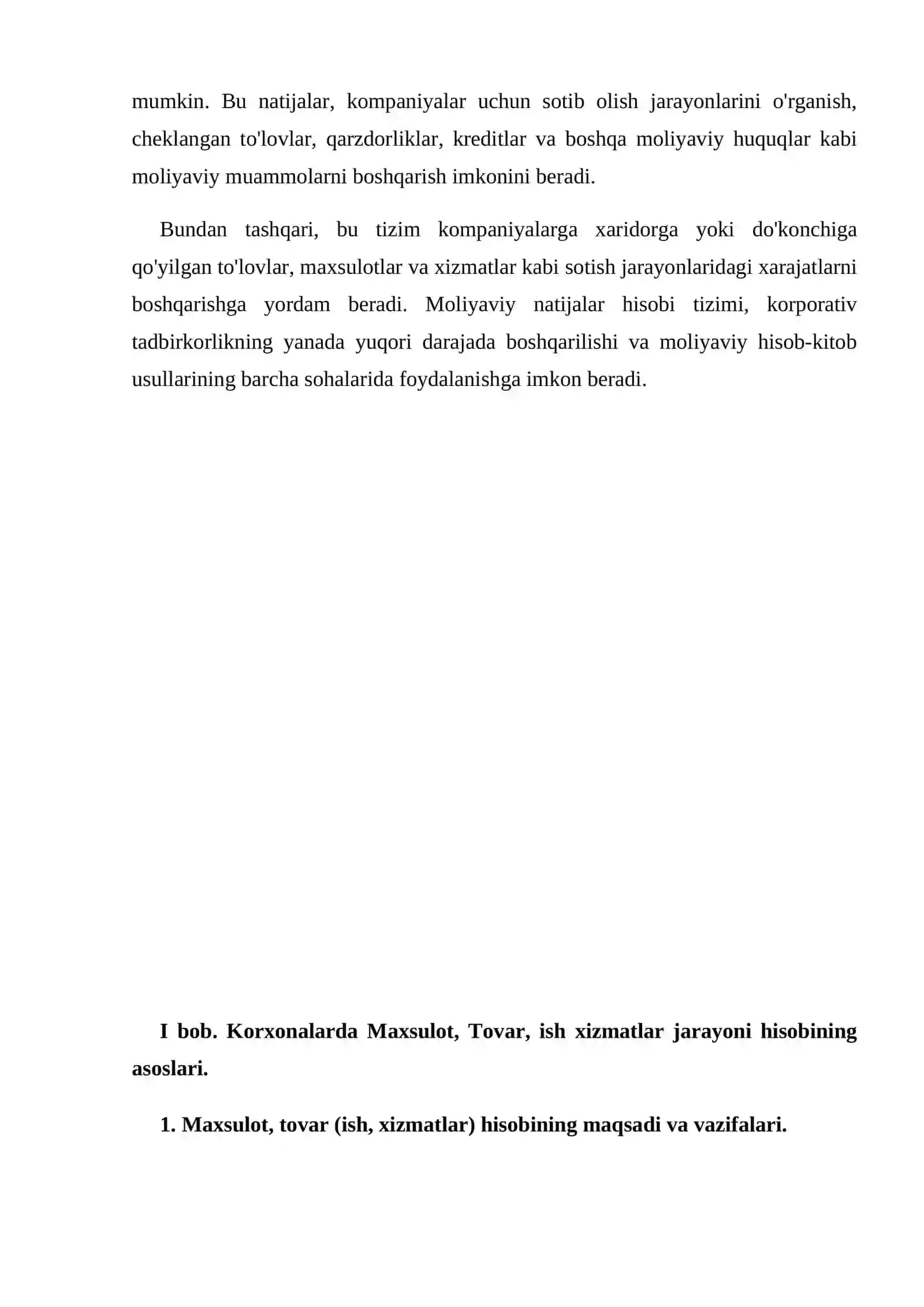 Maxsulot, tovar (ish, xizmatlar)lar va ularning hisobi 4