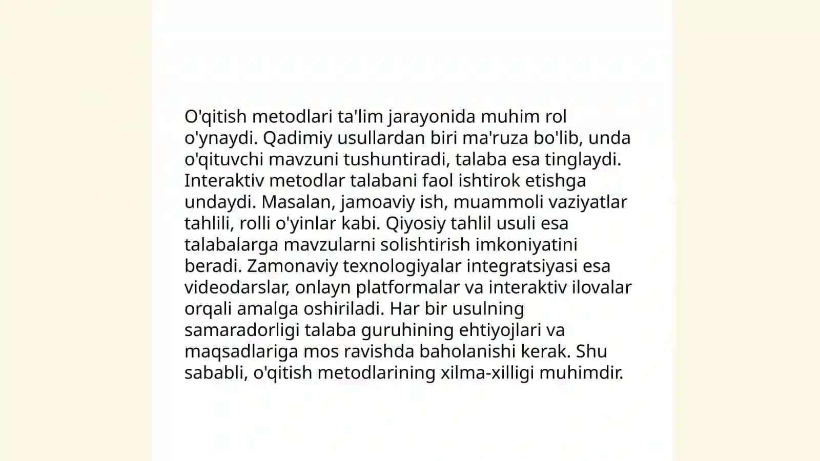 Tarbiya fanini o’qitish shakllari 4
