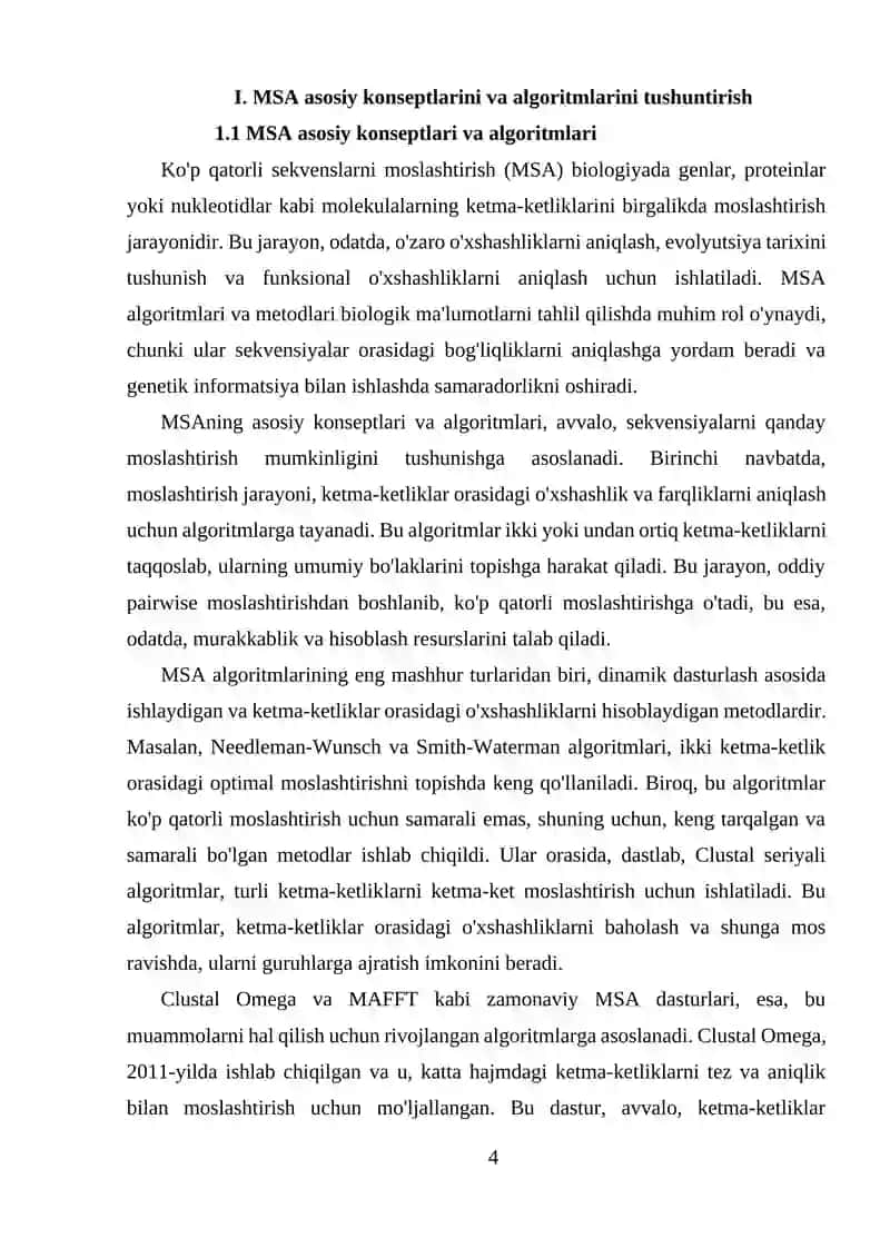 Multiple Sequence Alignment (MSA) va Moslashtirish Usullari 4