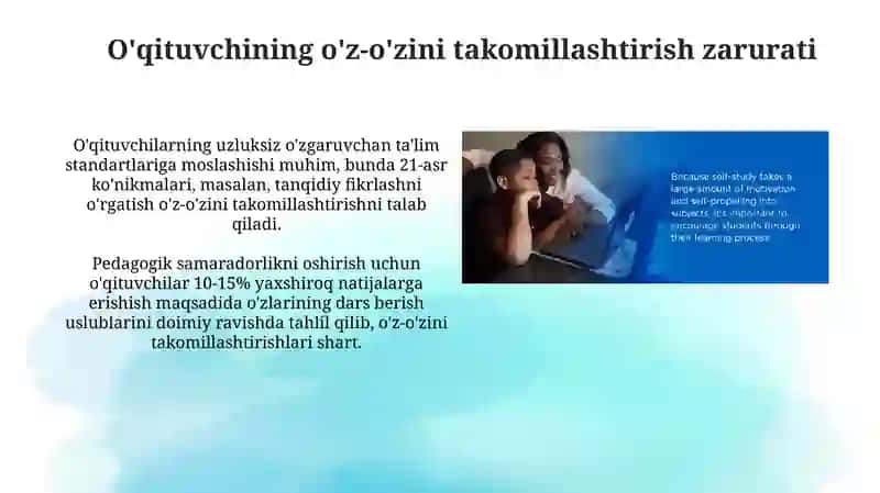 O'qituvchining o'z ustida ishlashi va o'z o'zini baholash usullarini tasniflash 4