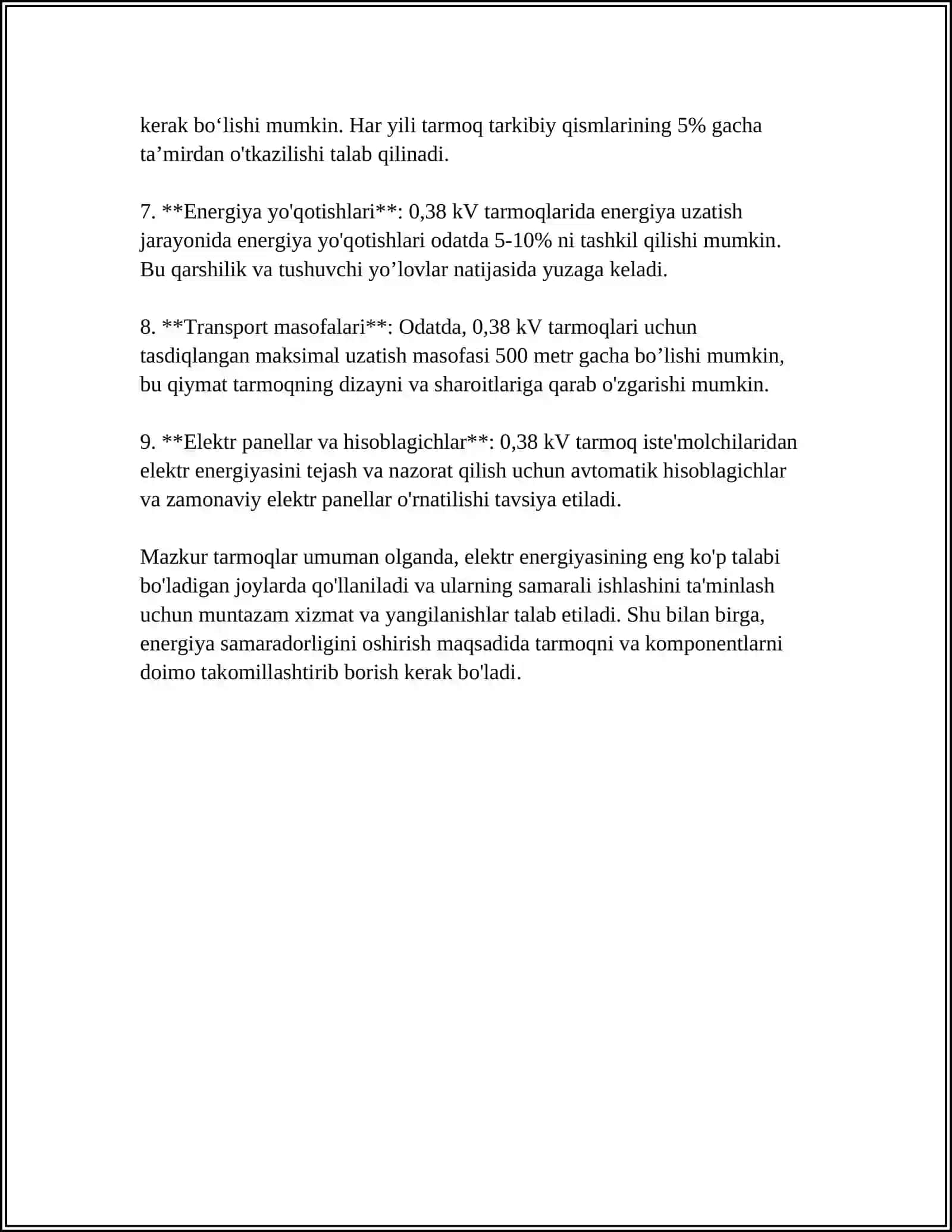 KUCHLANISHI 0.38 KVLI TARMOQ SIMLARI KESIMINI TANLASH 4