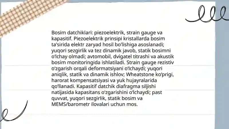 Turli vazifalarni bajaruvchi datchiklar va sezgi sensorlari 4