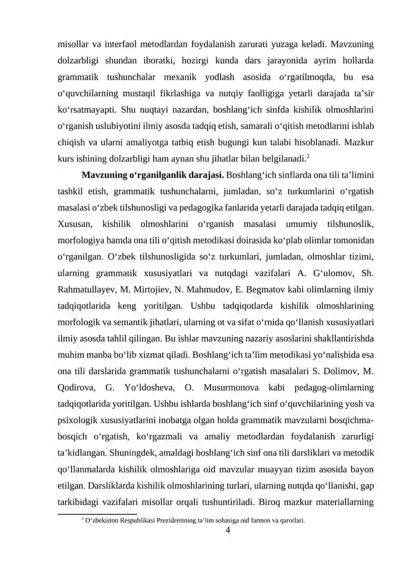 Boshlang'ich sinfda kishilik olmoshlarini o'rganish uslubiyoti 4