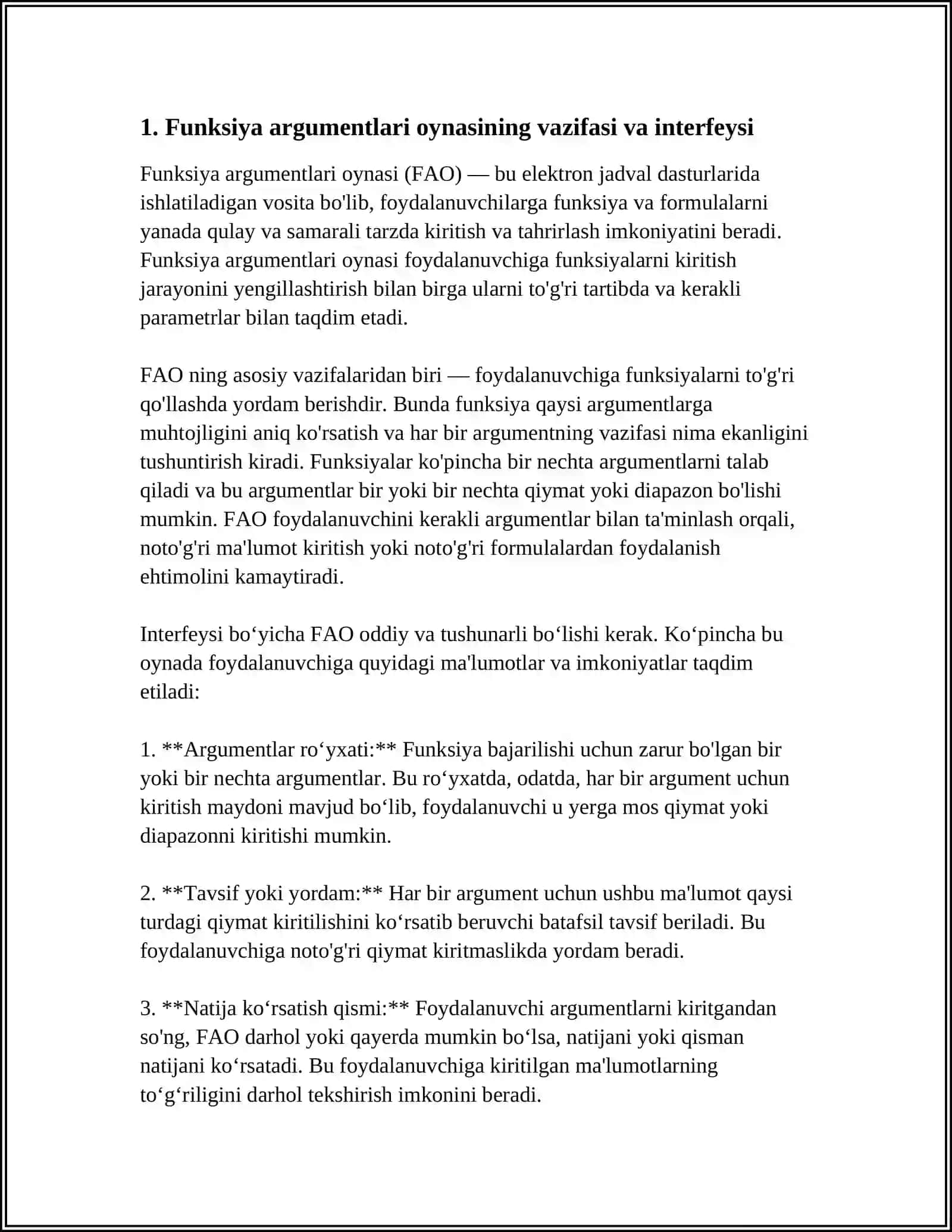 FUNKSIYA ARGUMENTNI OYNASI.FORMULALAR TASMASIDAN FOYDALANISH.FORMULANI TAHRIRLASH 4