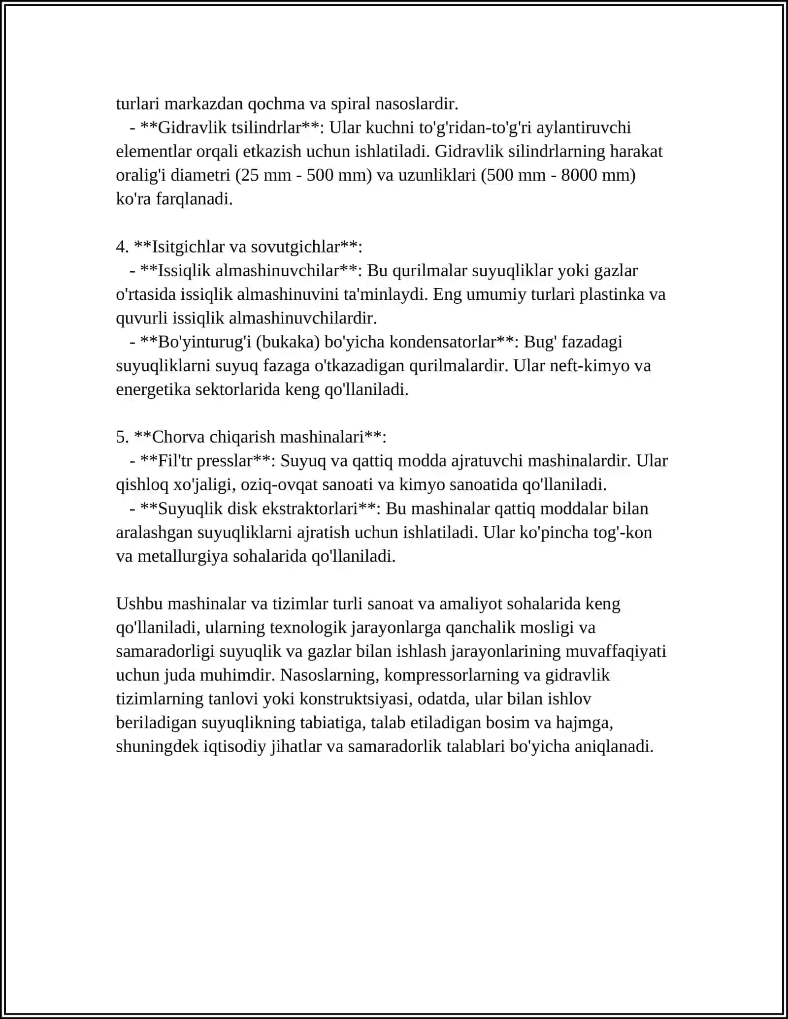 SUYUQLIK BILAN ISHLOVCHI MASHINALAR VA ULARDA XAVFSIZLIK TEXNIKASI QOIDALARINI OʻRGANISH 4