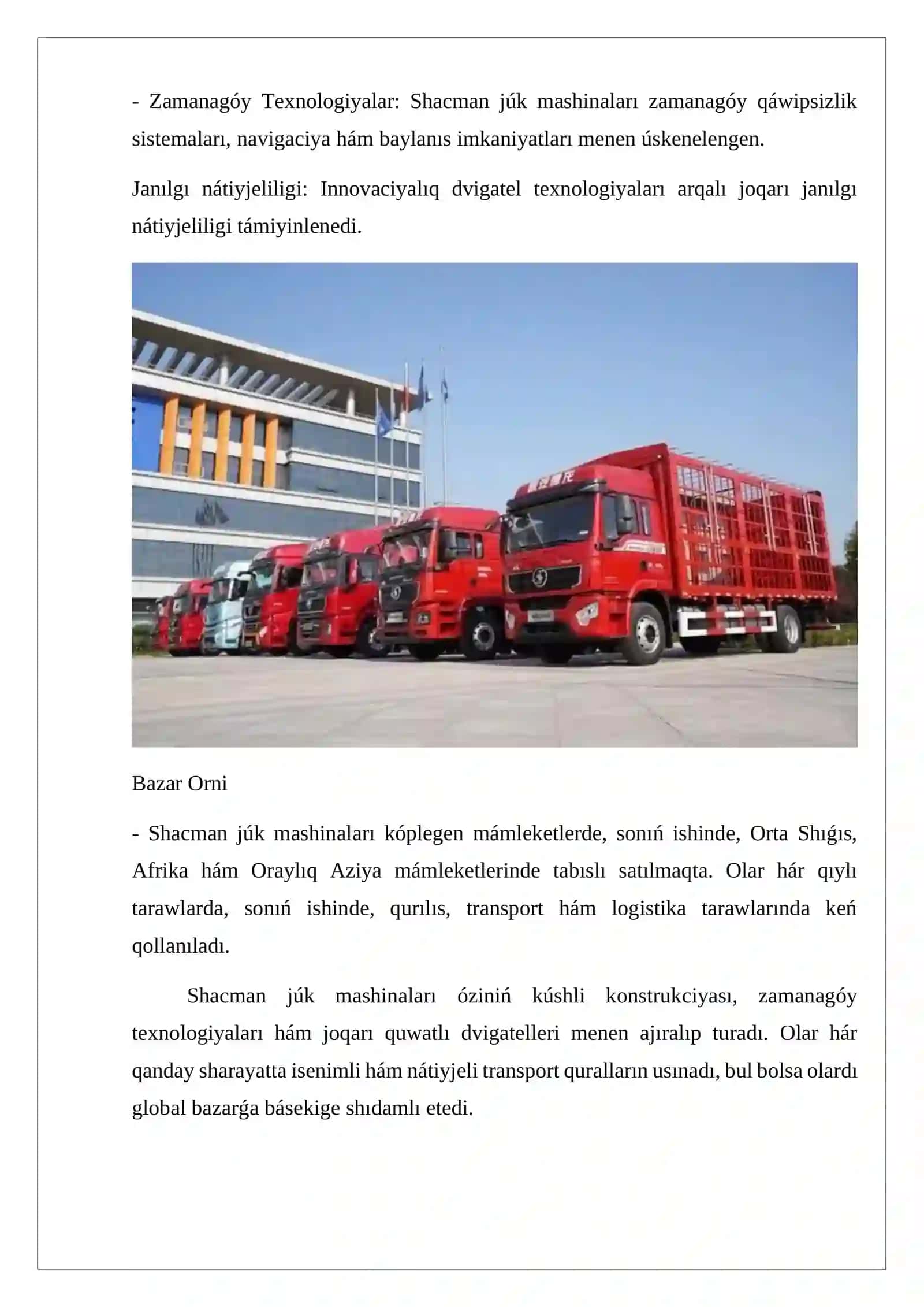 Shacman júk mashinaları haqqında qisqasha magliwmat 4