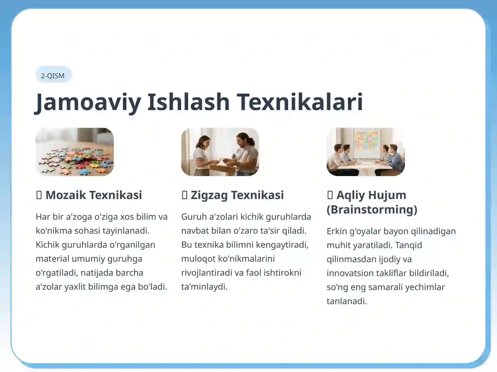 Guruhlarda Jamoaviy Ishlash: Samarasini Oshirish Texnikalari va Ahamiyati 4