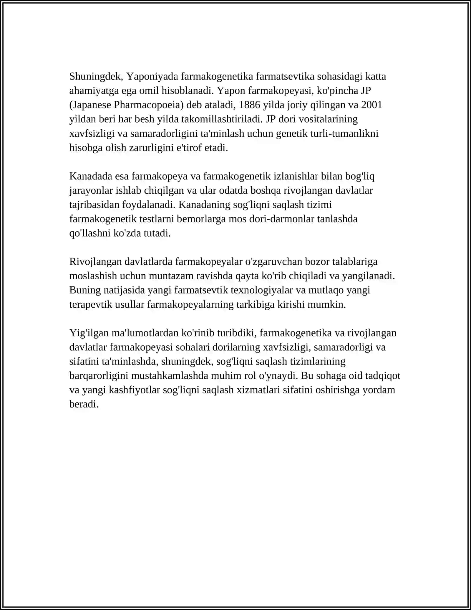 RIVOJLANGAN DAVLATLAR FARMAKAPEYALARIDA KELTIRILGAN TAHLILIY USULLAR 4