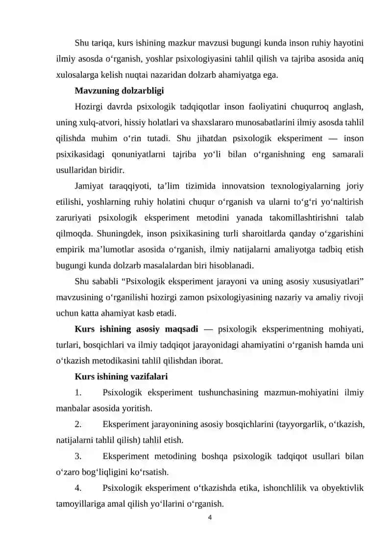 Psixologik eksperiment jarayoni va uning asosiy xususiyatlari 4