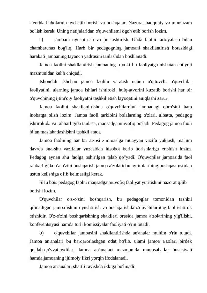 Tashkilotchining o'quvchilar jamoasi bilan hamkorlikda ish olib borish metodikasi 4