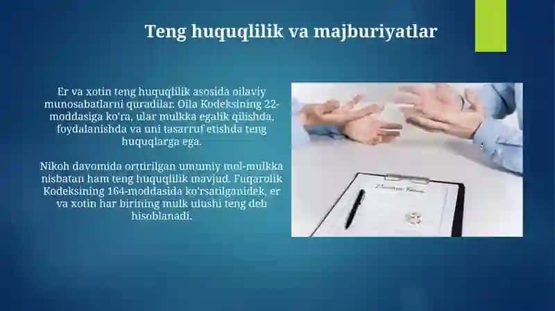 Nikohning shaxsiy huquq va majburiyatlari 4