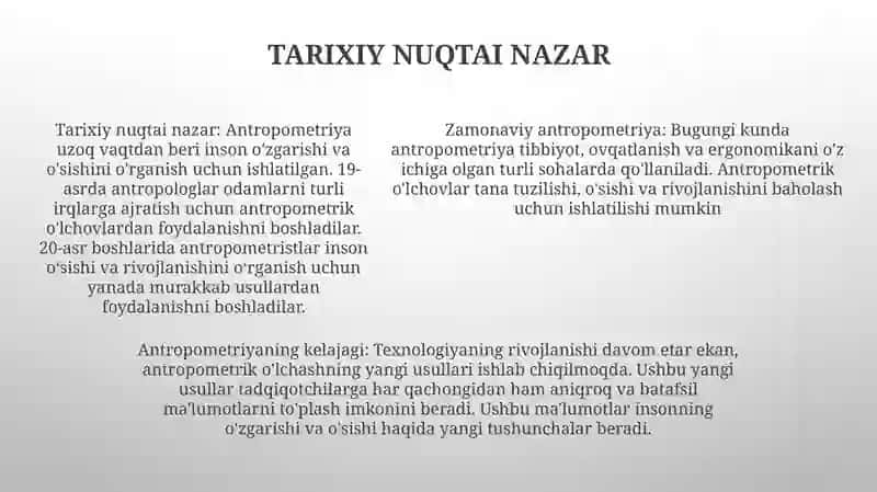 Antrometriya. Odam Tana Va Miya TuzilishidagiO'ZgarishlarniO'Rganish 4