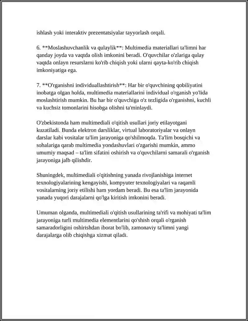 MULTIMEDIALI O'QITISH USULLARI 4