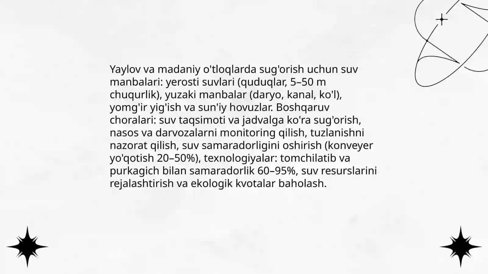 Yaylov va madaniy o'tloqlardagi sug'orish tizimlari 4